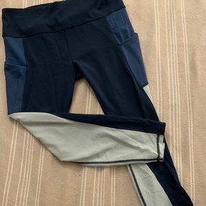 ATHLETA - XL -Navy&Turquoise Full Length Leggings